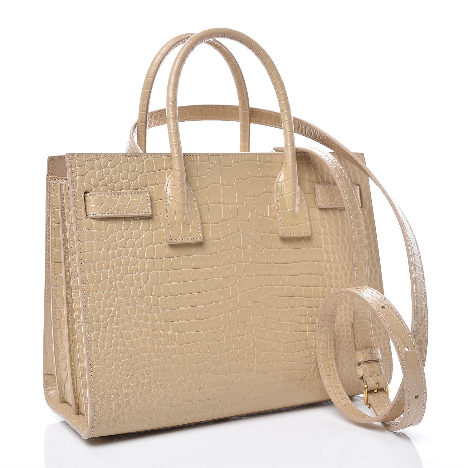 Saint Laurent Calfskin Crocodile Embossed Baby Sac De Jour Nude 3 of 10