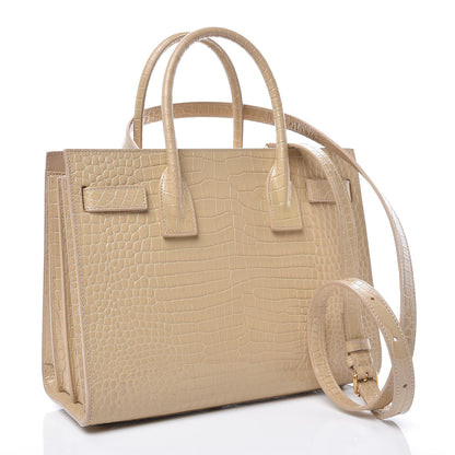 Saint Laurent Calfskin Crocodile Embossed Baby Sac De Jour Nude 3 of 10