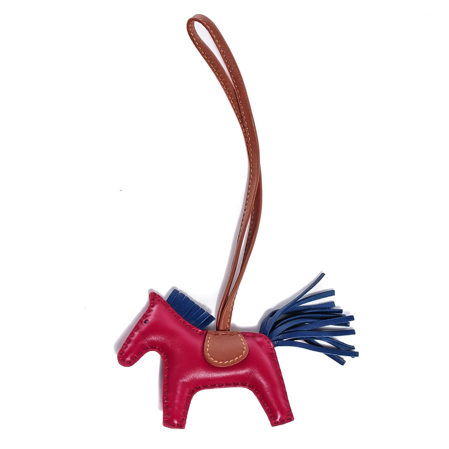 Hermes Milo Lambskin Grigri Rodeo Horse Bag Charm PM Bleu de Malte Rubis Fauve 1 of 5