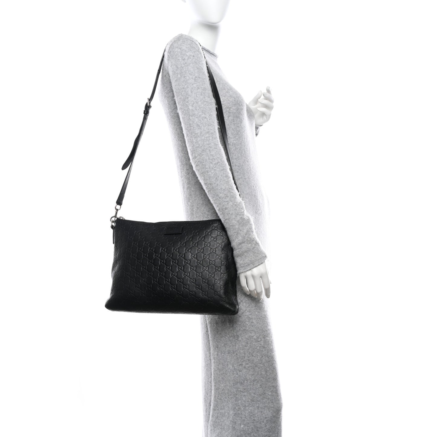 Guccissima Medium Flat Messenger Bag Black