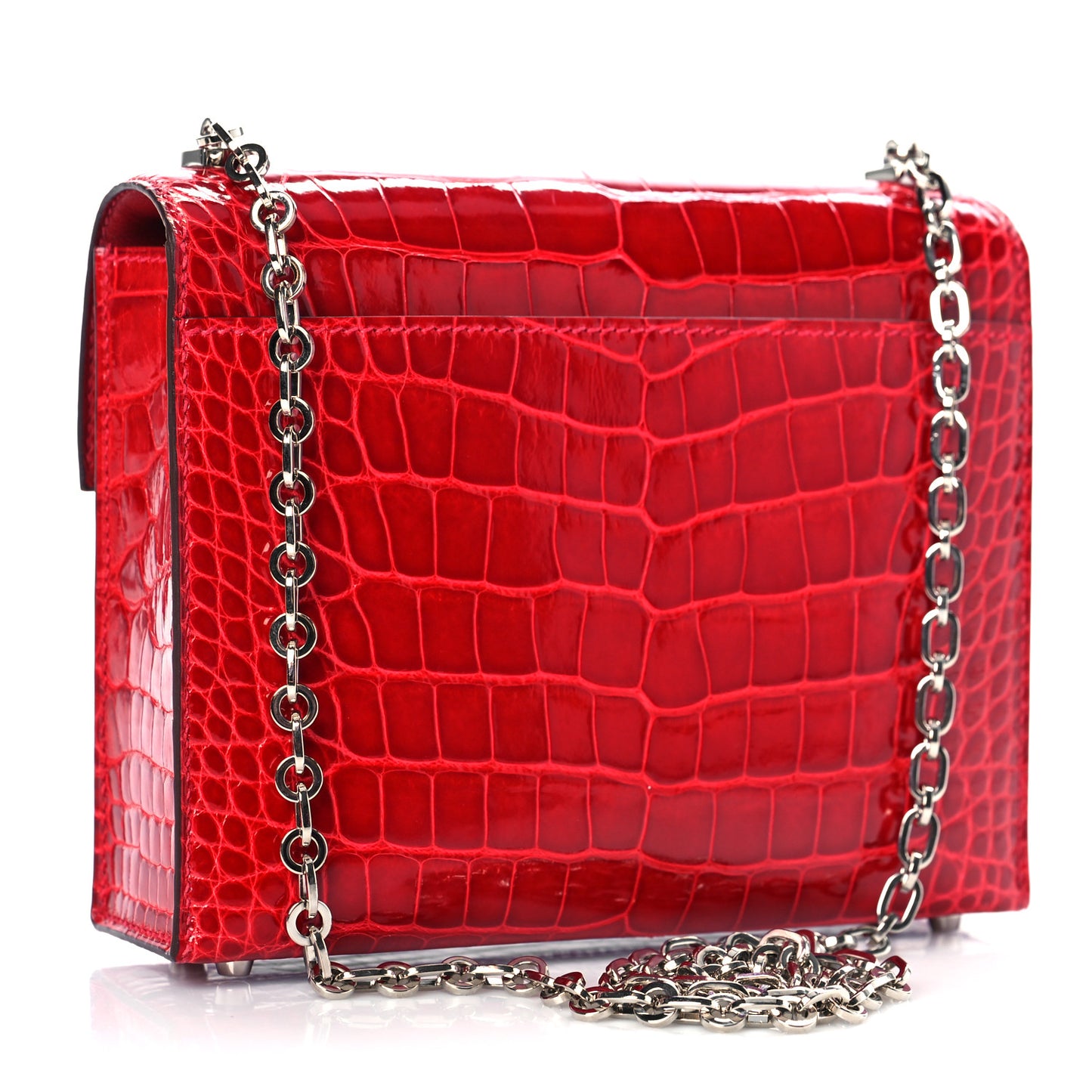 Shiny Alligator Mini Verrou Chaine Bag Braise