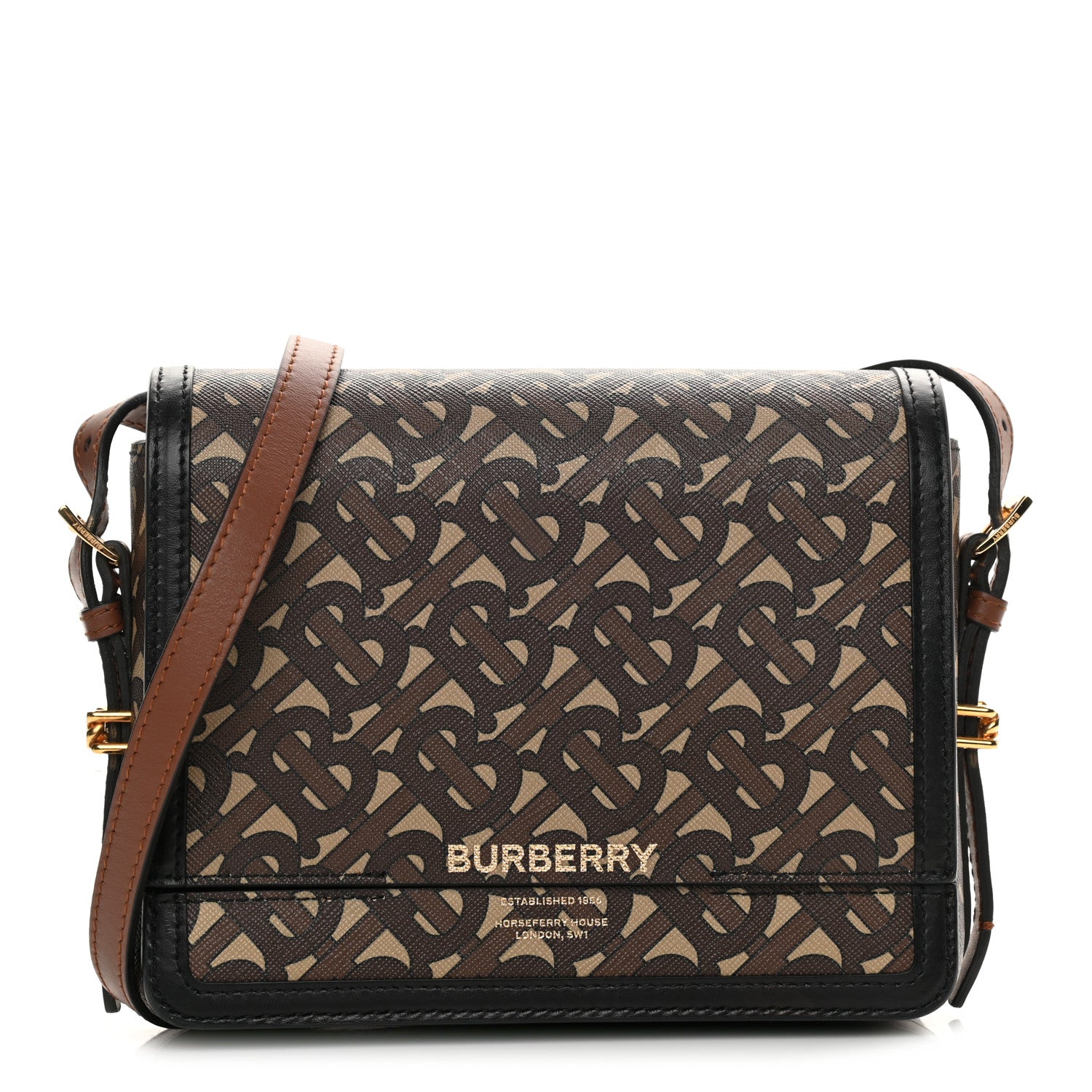 Burberry E-Canvas Monogram Small Grace Bag Bridle Brown 1 of 13