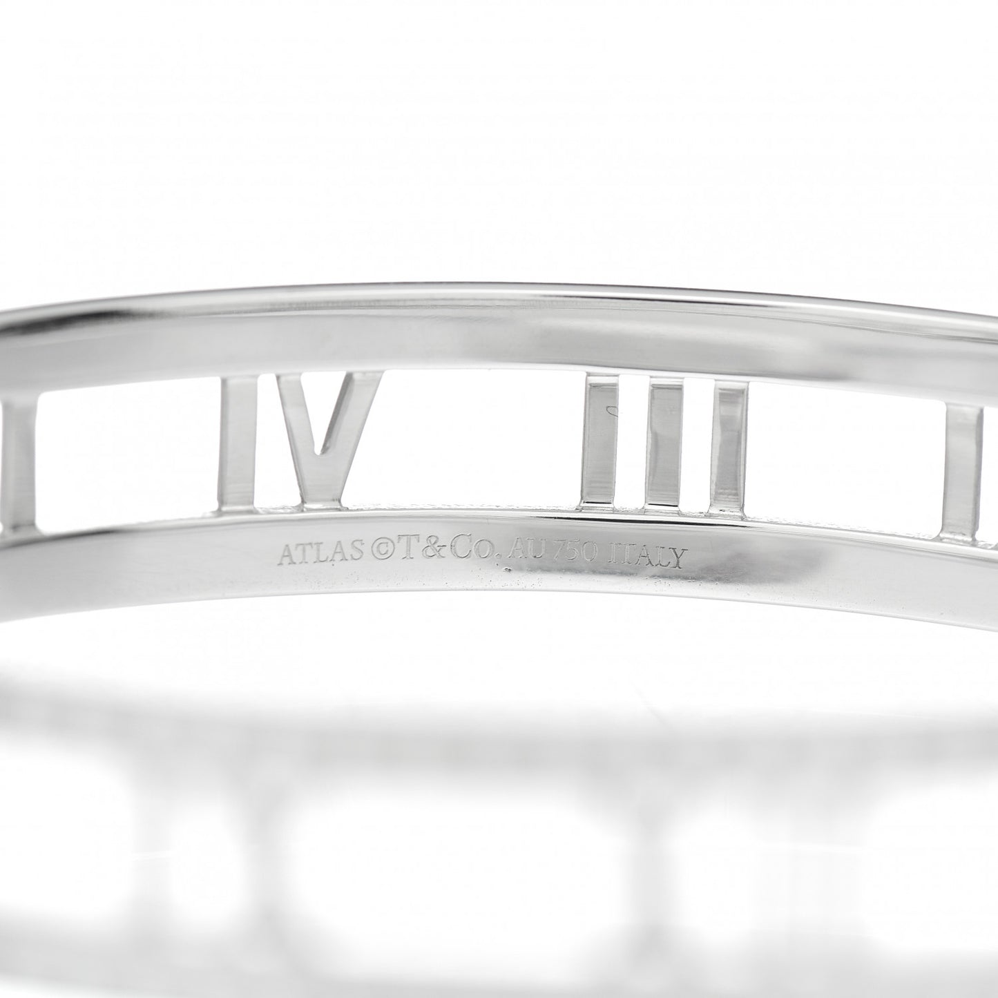 18K White Gold Diamond Atlas Open Hinged Bangle Bracelet