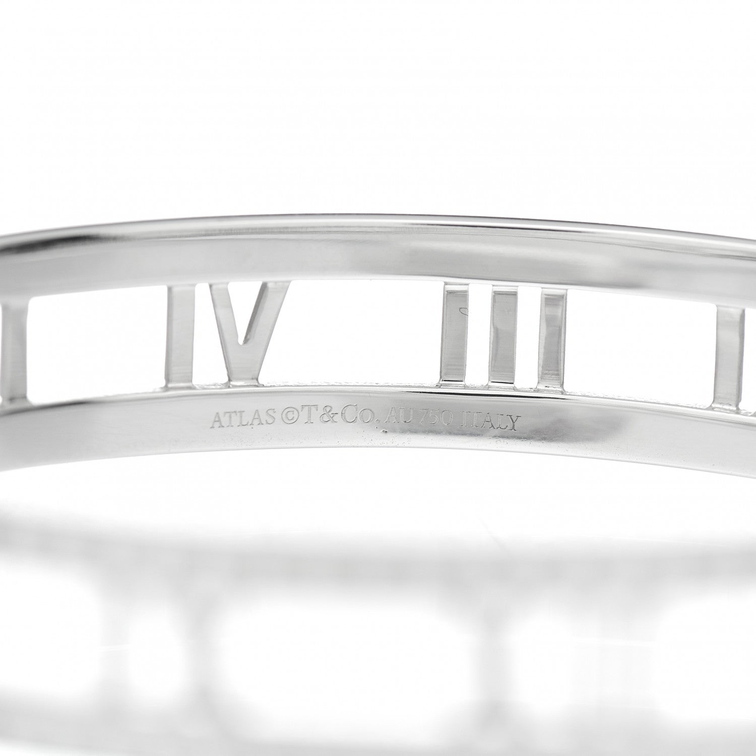 Tiffany 18K White Gold Diamond Atlas Open Hinged Bangle Bracelet 4 of 5