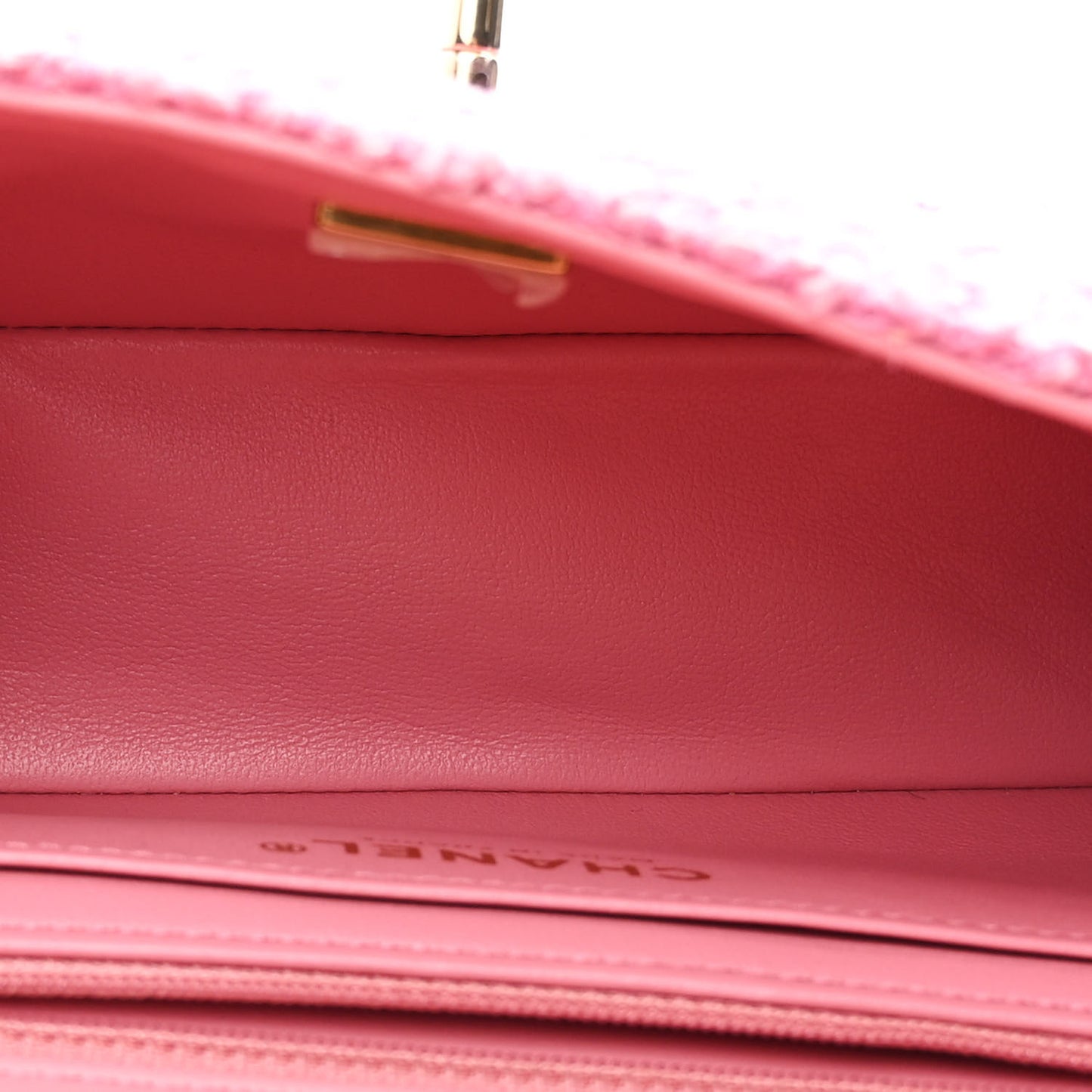 Tweed Quilted Mini Rectangular Flap Pink