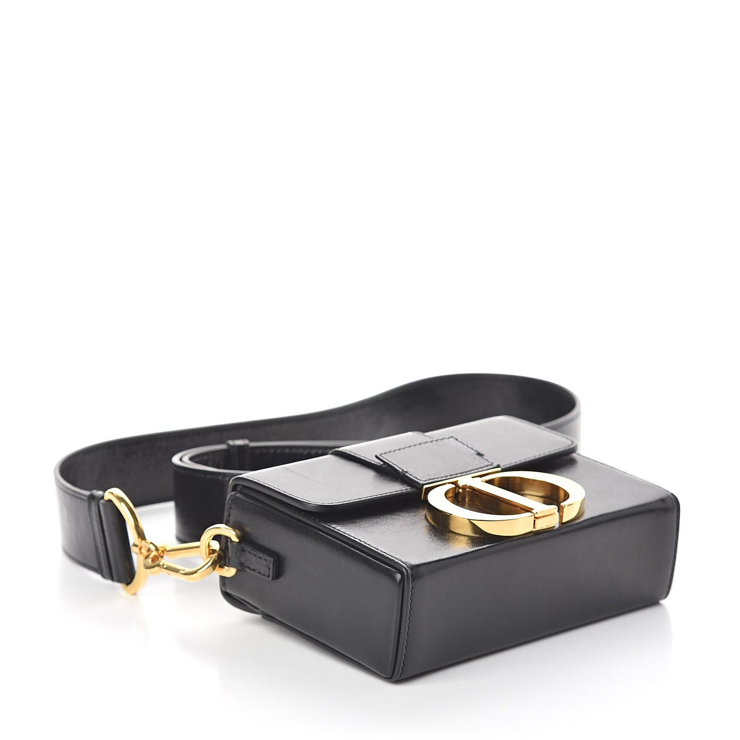 Crackled Lambskin 30 Montaigne Box Bag Black