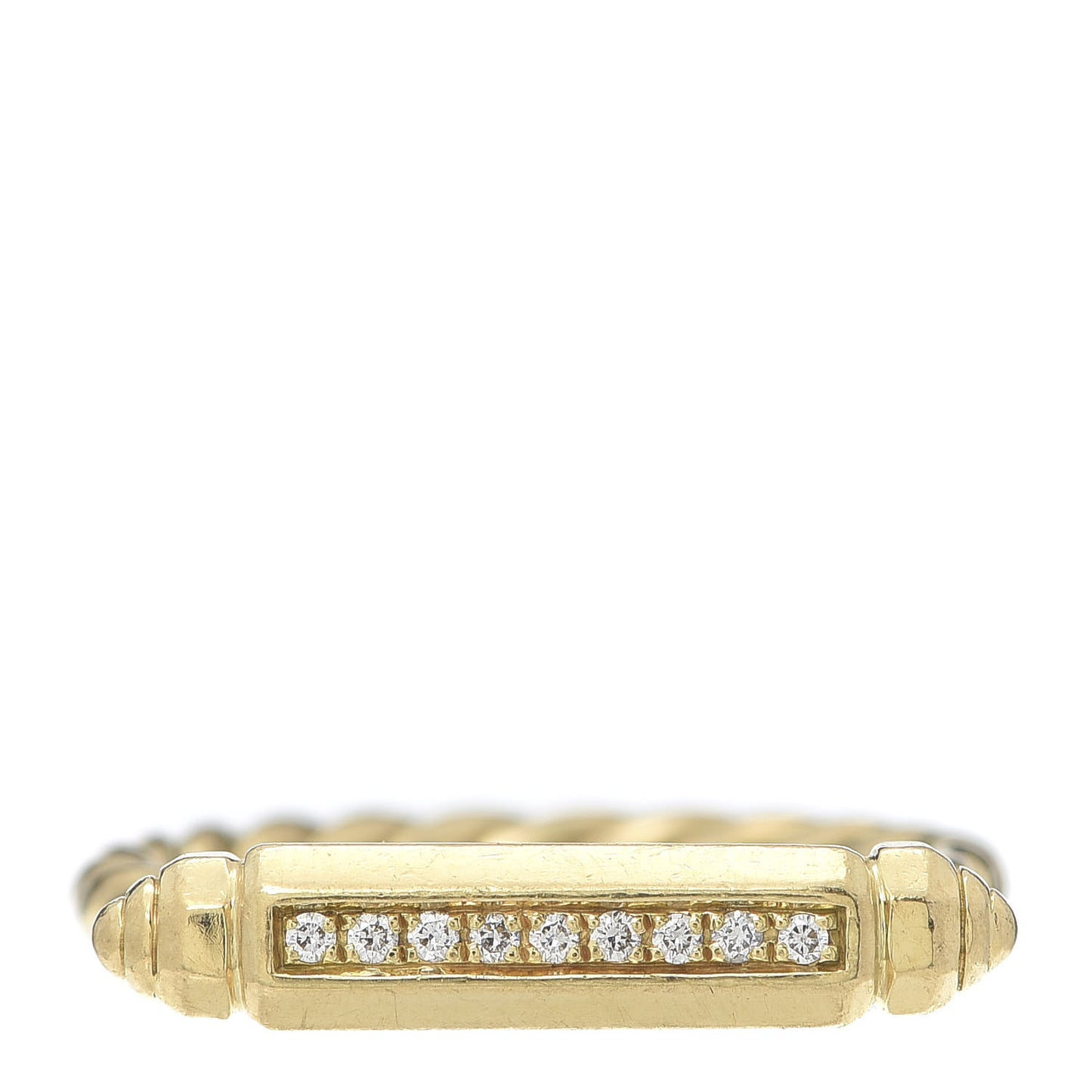 18K Yellow Gold Diamond Lexington Barrel Ring 60 9.25