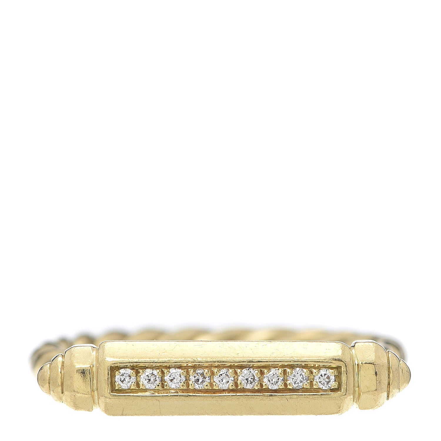 David Yurman 18K Yellow Gold Diamond Lexington Barrel Ring 60 9.25 1 of 5