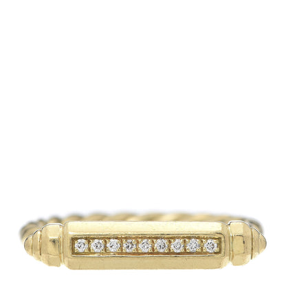 David Yurman 18K Yellow Gold Diamond Lexington Barrel Ring 60 9.25 1 of 5