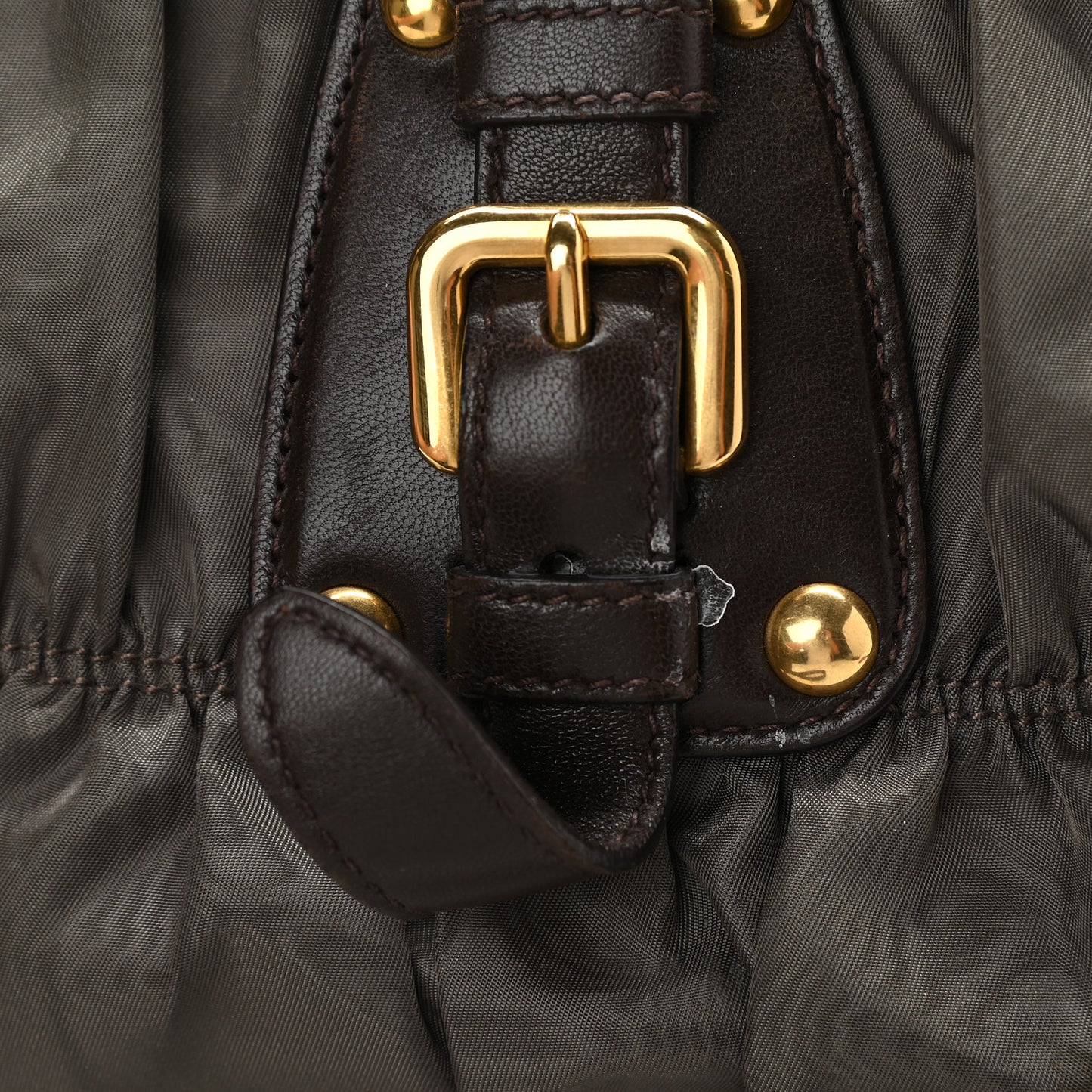 Tessuto Nylon Gaufre Shopping Satchel Fumo