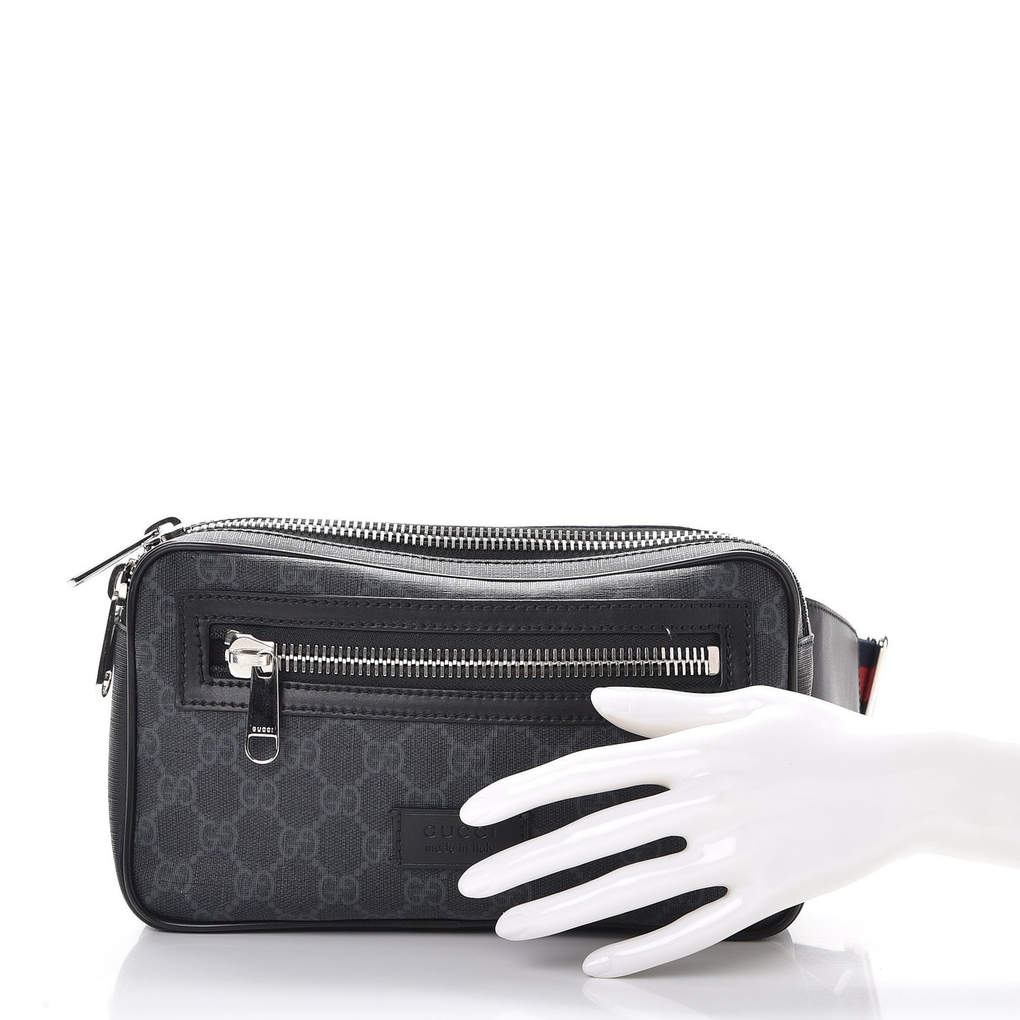 Soft GG Supreme Monogram Web Belt Bag Black Grey