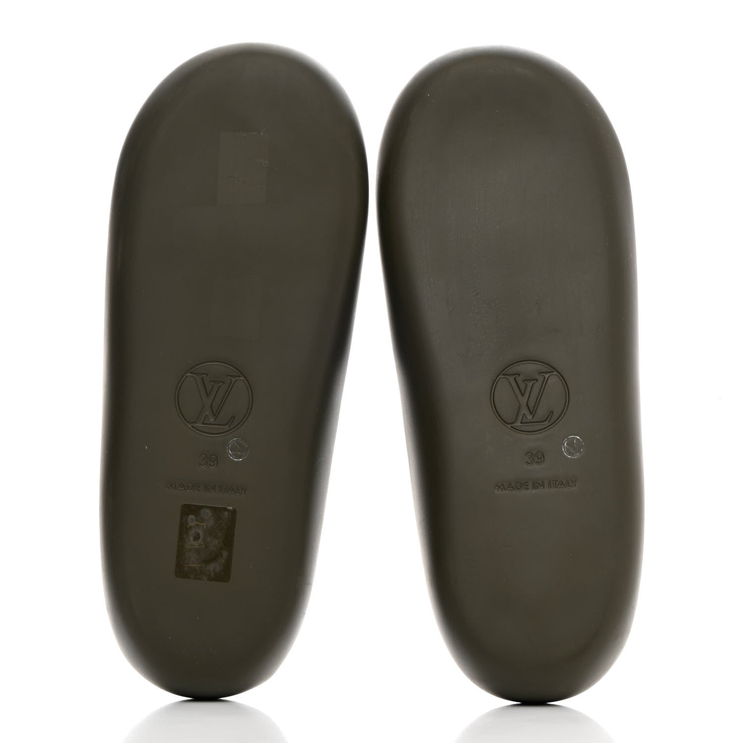 Louis Vuitton Matte Rubber Monogram Embossed Sunbath Slide Sandals 39 Khaki 5 of 13