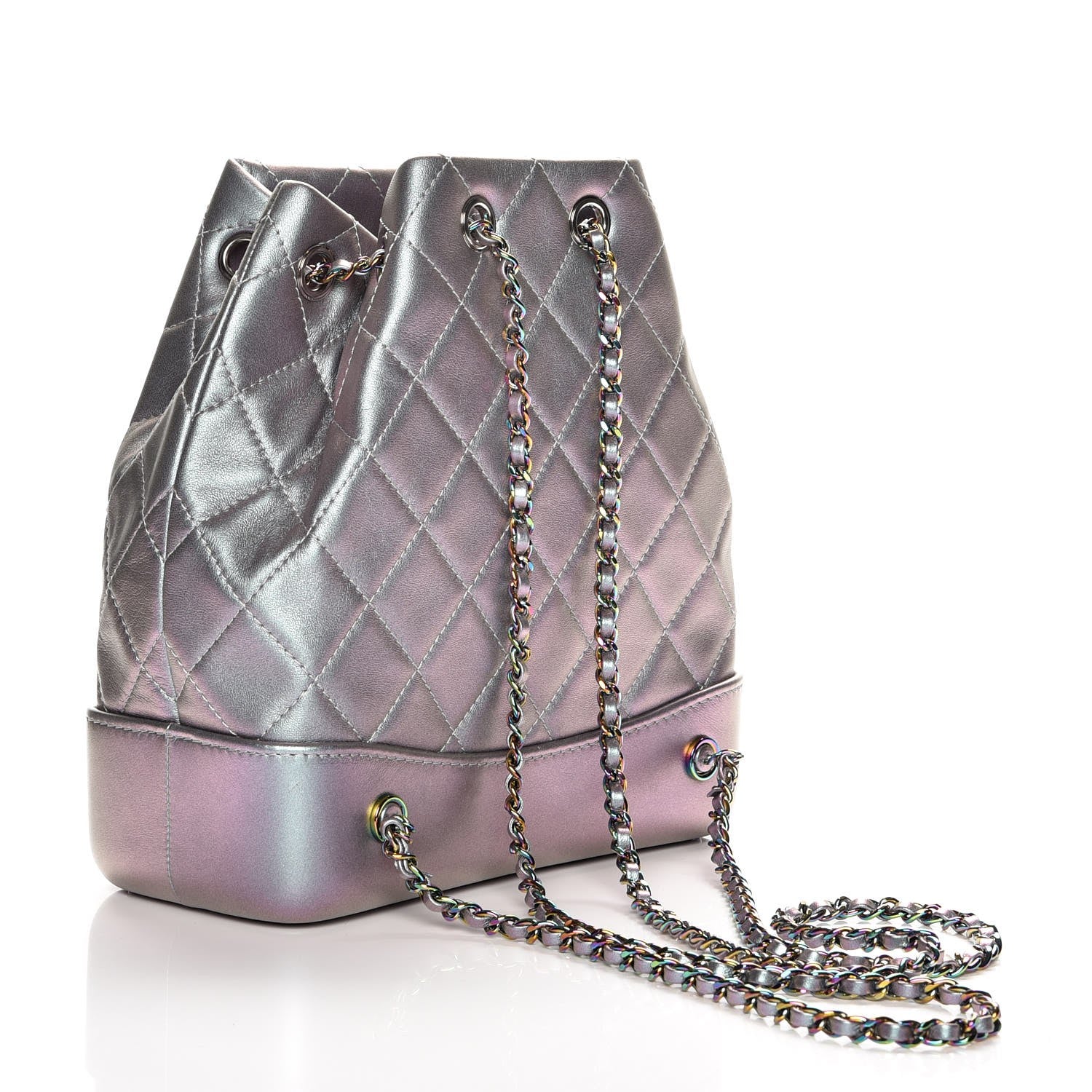Chanel Iridescent Lambskin Calfskin Small Quilted Gabrielle Backpack Light Purple 3 of 8
