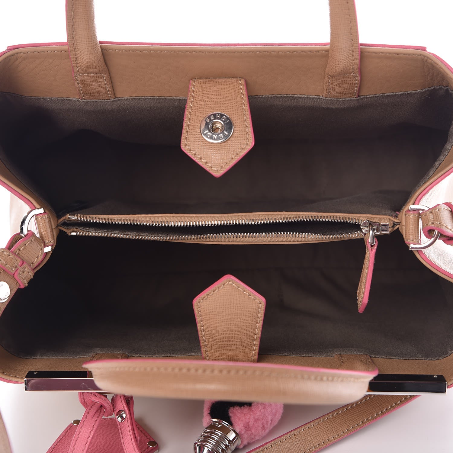 Fendi Vitello Elite Light Bulb Charm Petite 2Jours Tote Cuoio 5 of 12