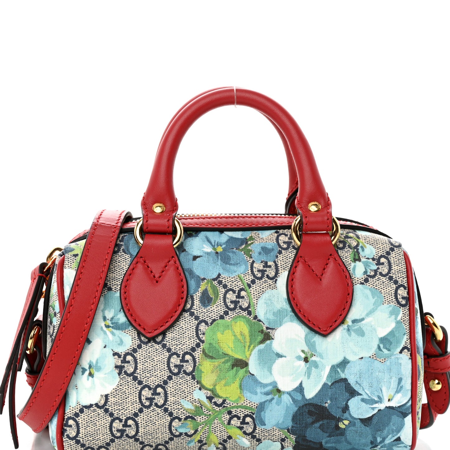 GG Supreme Monogram Blooms Mini Boston Navy Blue Hibiscus