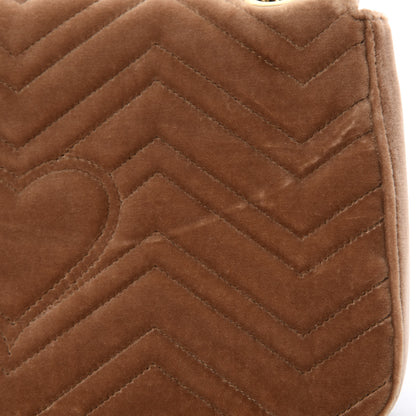 Gucci Velvet Matelasse Medium GG Marmont Shoulder Bag Taupe 10 of 11