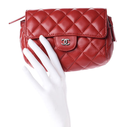 Chanel Lambskin Quilted Flap Cosmetic Case Red 2 of 10