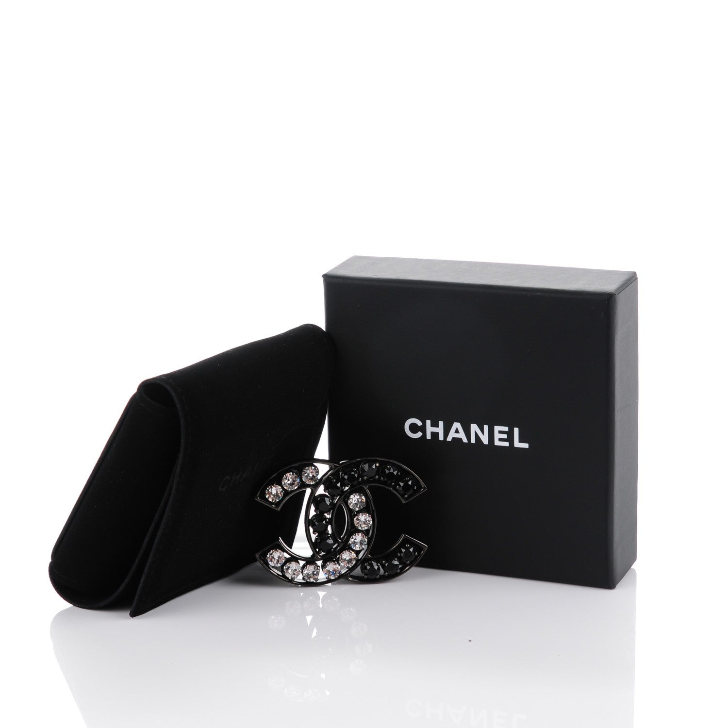 Chanel Crystal CC Brooch Black 5 of 5