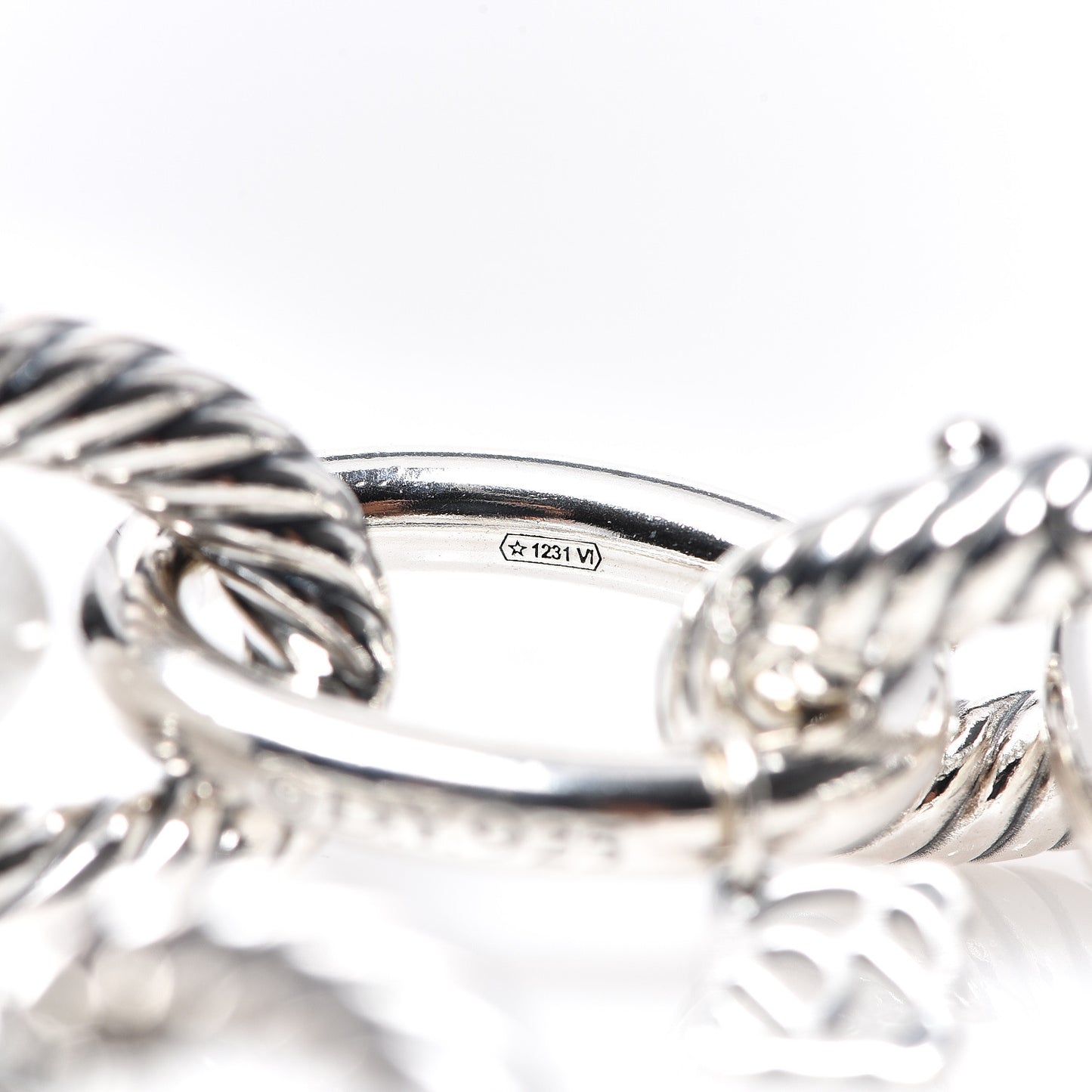 Sterling Silver White Ceramic 17mm Extra Large Oval Link Bracelet