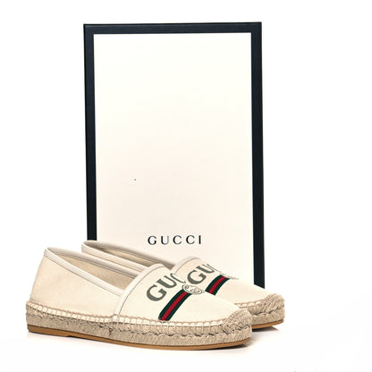 Gucci Canvas Logo Espadrilles 36.5 Greggio White 8 of 8