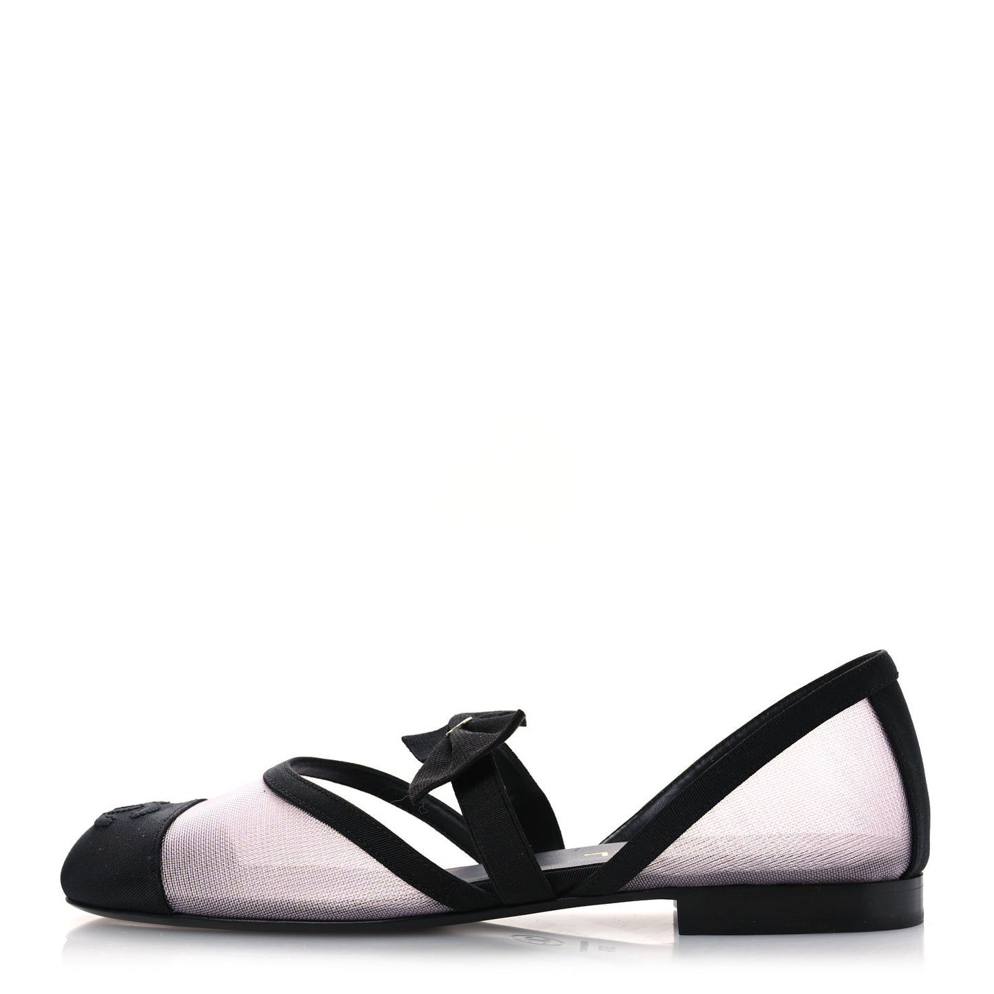 Mesh Grosgrain Mary Janes Flats 36.5 Light Pink Black