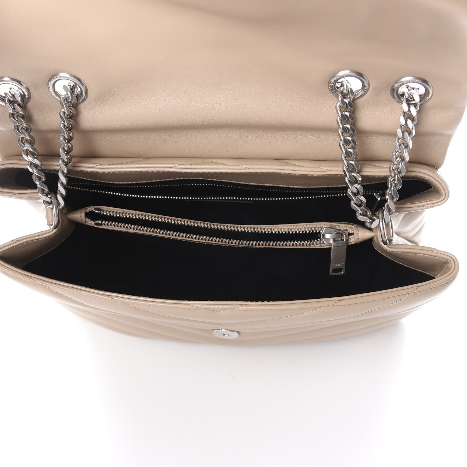 Saint Laurent Calfskin Y Quilted Monogram Medium Loulou Chain Satchel Dark Beige 4 of 8
