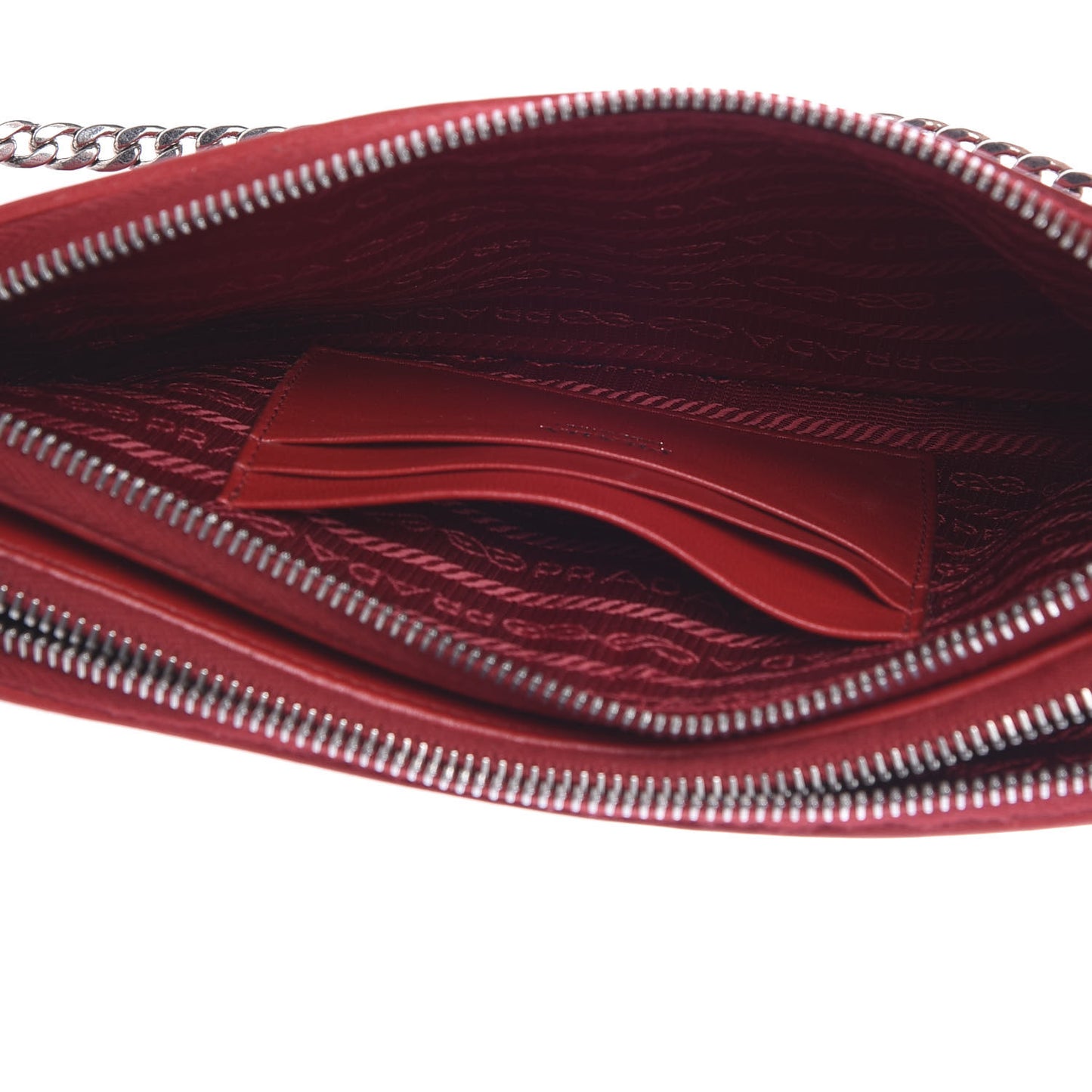 Nappa Impunture Diagramme Mini Double Zip Chain Crossbody Bag Fuoco