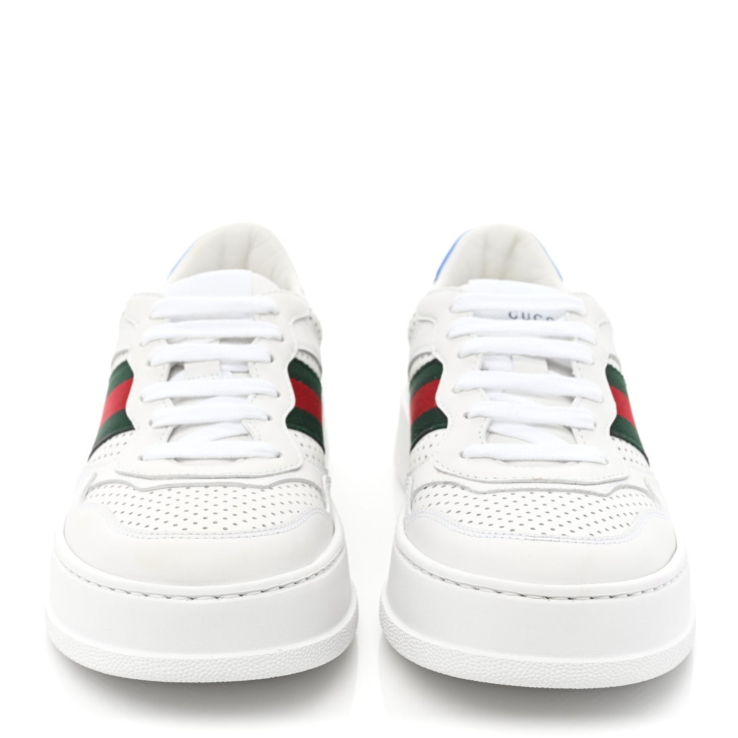 Calfskin Web Perforated Womens Platform 55mm Sneakers 37 White Bright Splash