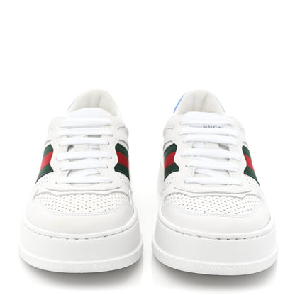 Gucci Calfskin Web Perforated Womens Platform 55mm Sneakers 37 White Bright Splash 2 of 12