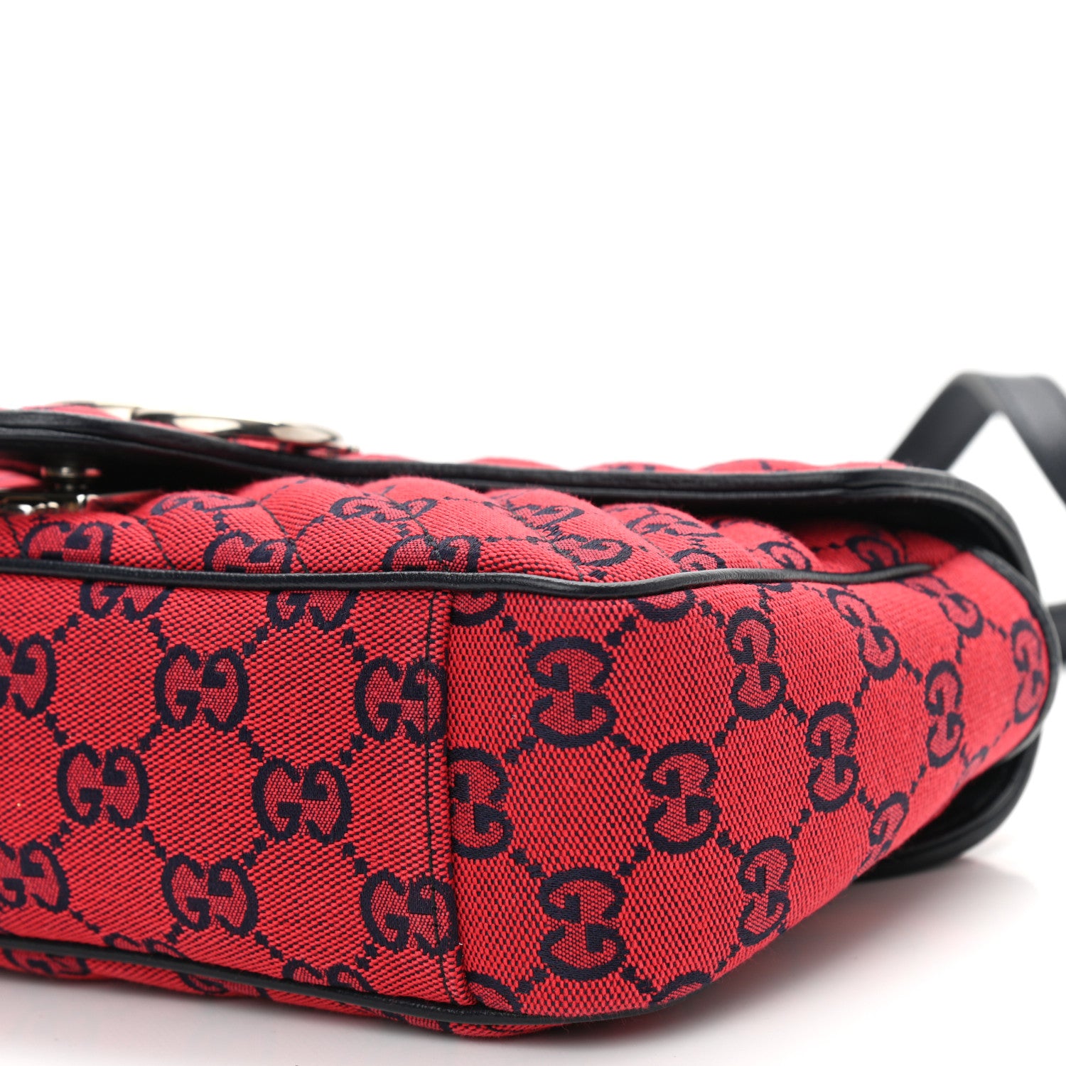 Gucci Monogram Multicolor Matelasse Diagonal Small GG Marmont Shoulder Bag Red Blue 10 of 11