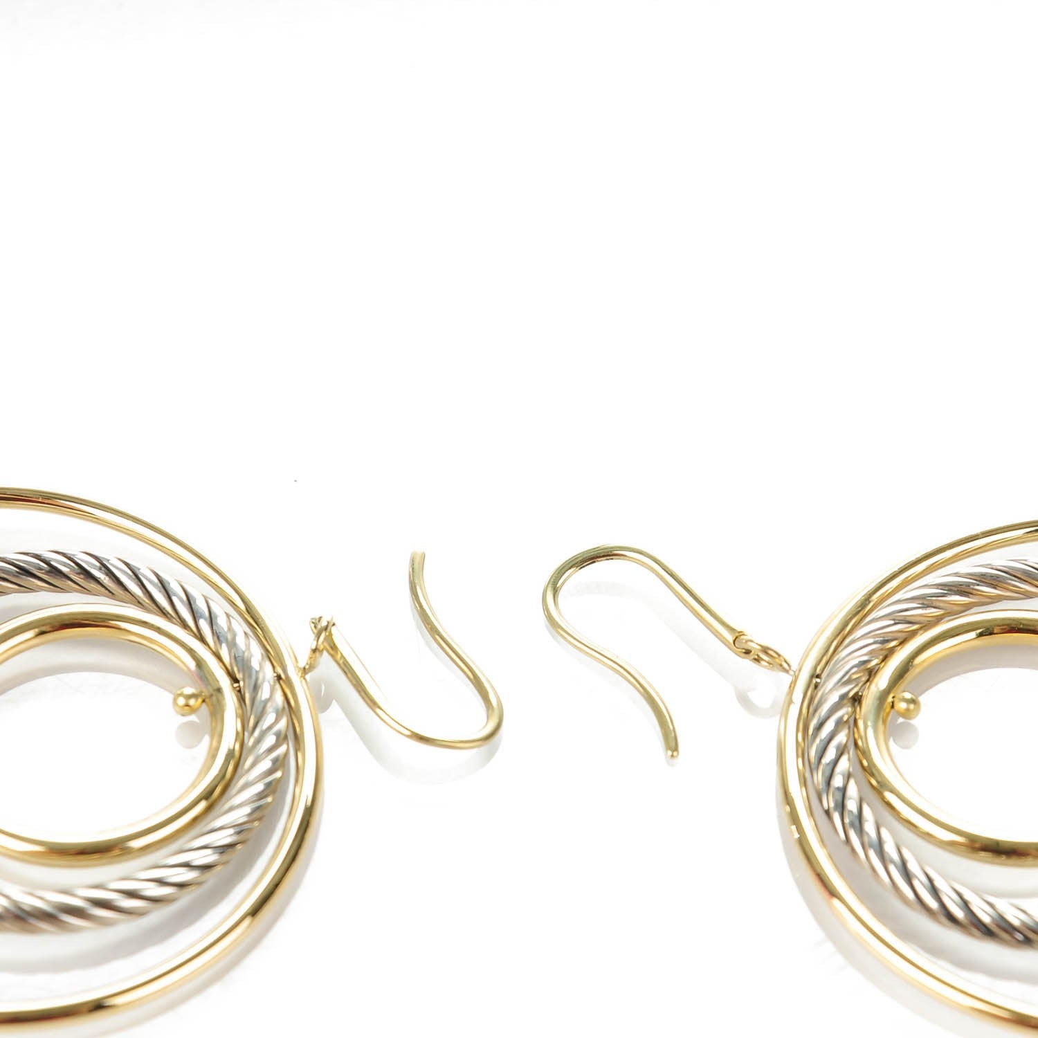 David Yurman Sterling Silver 18K Yellow Gold Mobile Triple Circle Earrings 3 of 4