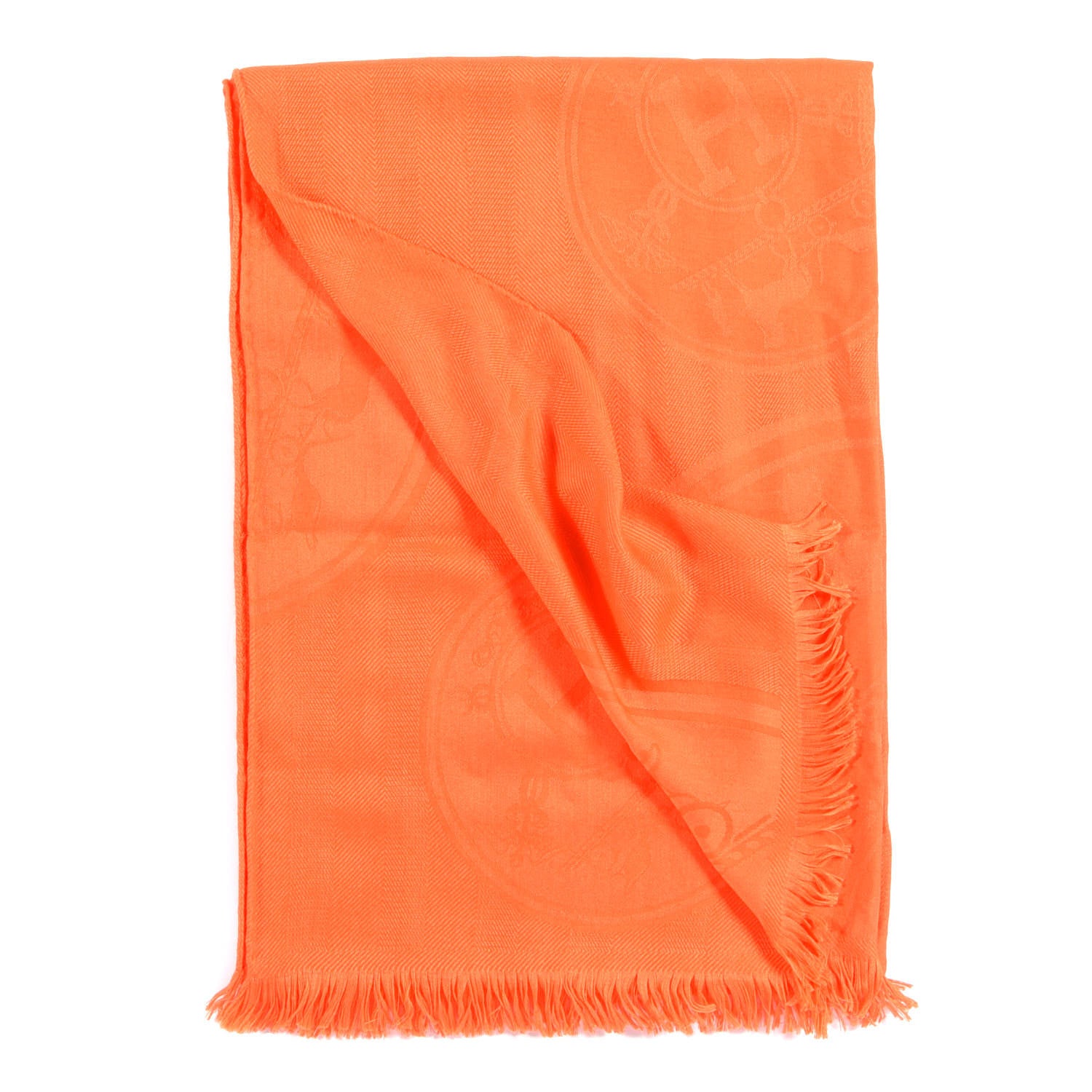 Hermes Cashmere Silk New Libris Stole Orange Exotique 3 of 4