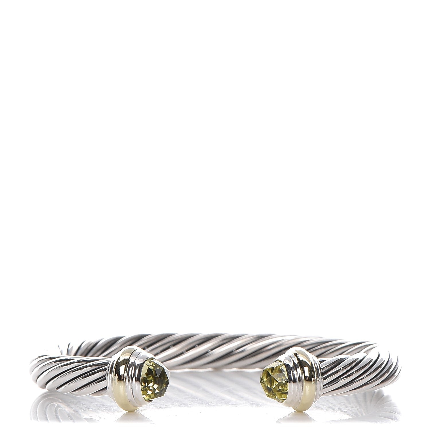David Yurman Sterling Silver 14K Yellow Gold Prasiolite 7mm Cable Classics Bracelet 1 of 4