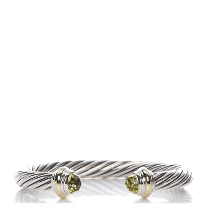 David Yurman Sterling Silver 14K Yellow Gold Prasiolite 7mm Cable Classics Bracelet 1 of 4