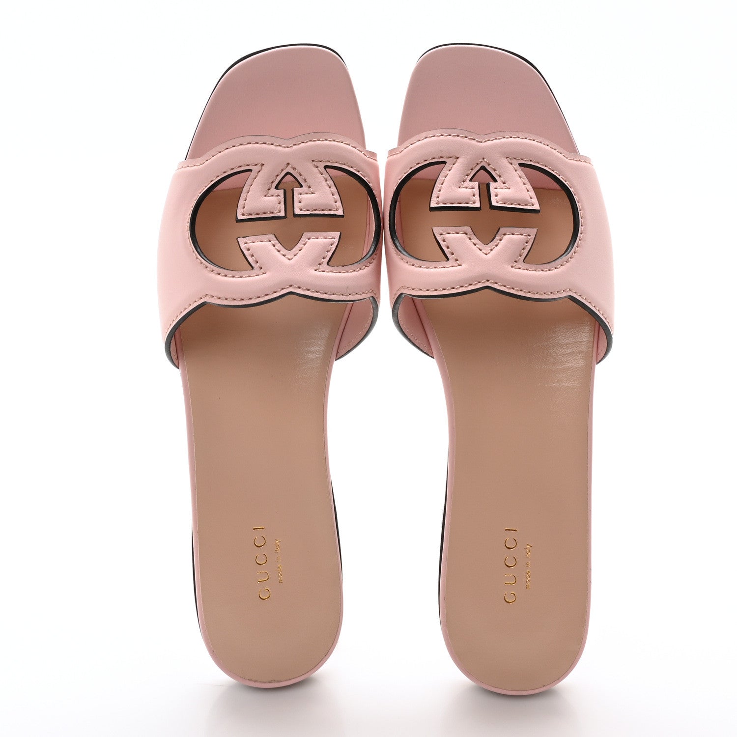 Gucci Cosmos Softy Calfskin Interlocking G Cut Out Slide Sandals 40 Candy Cotton 2 of 8