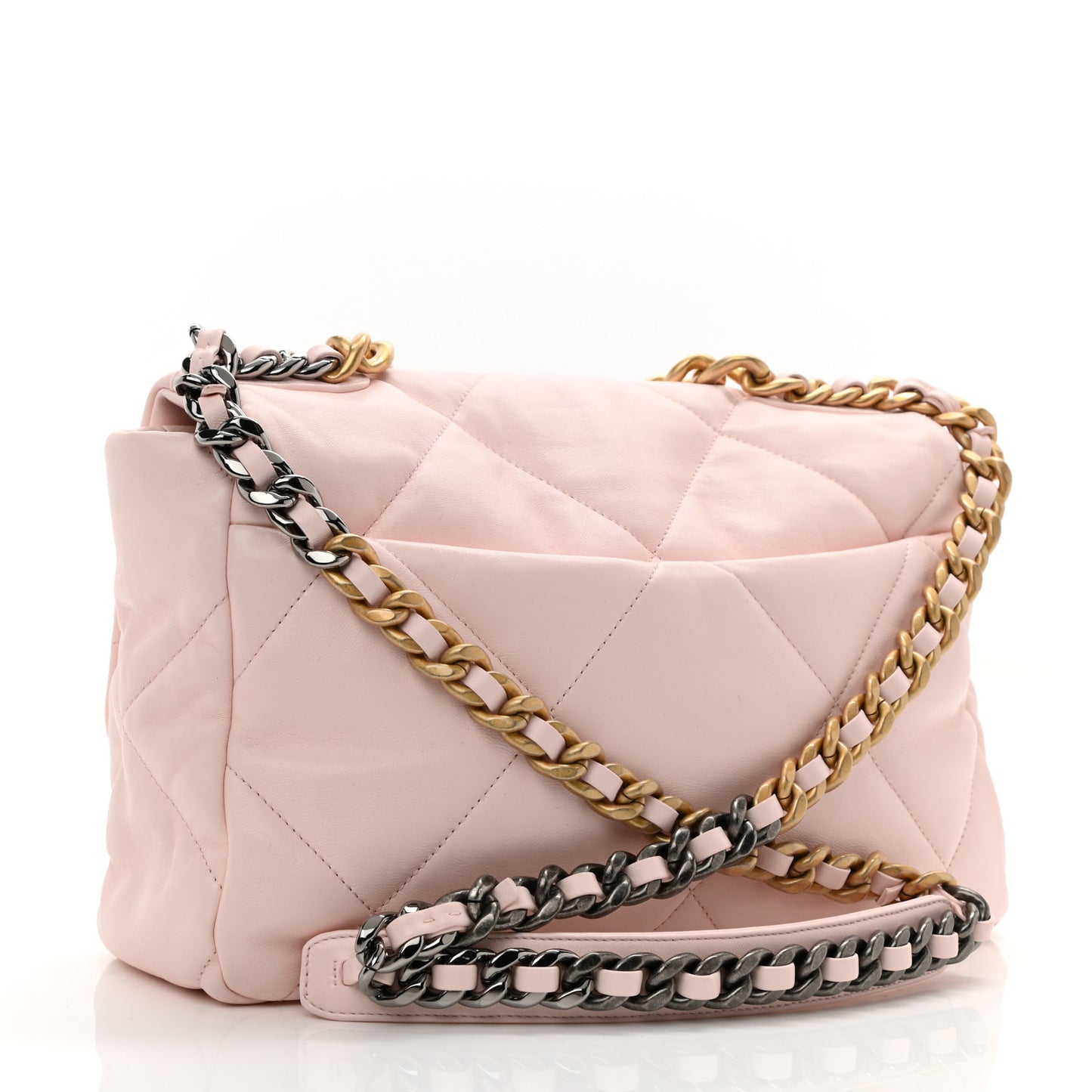Lambskin Quilted Large Chanel 19 Flap Light Pink