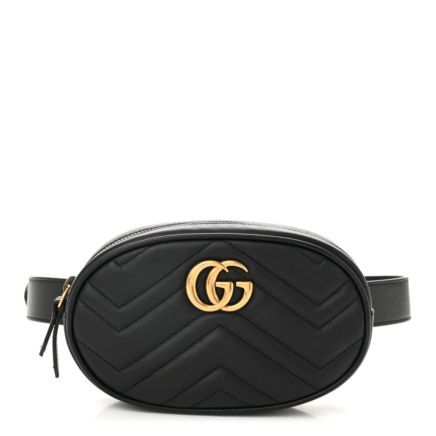 Gucci Calfskin Matelasse GG Marmont Belt Bag 75 30 Black 1 of 10