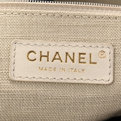 Chanel Mixed Fibers Calfskin Medium Deauville Tote Navy Blue 6 of 10
