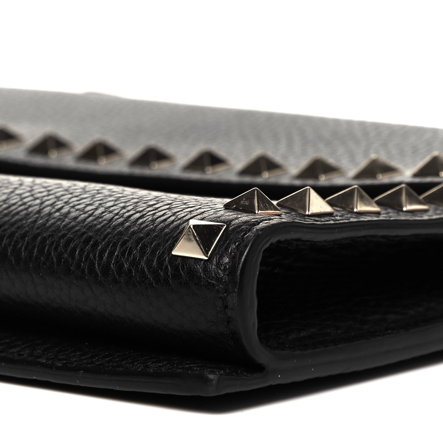 Valentino Garavani Pebbled Calfskin Large Rockstud Wristlet Clutch Black 8 of 9