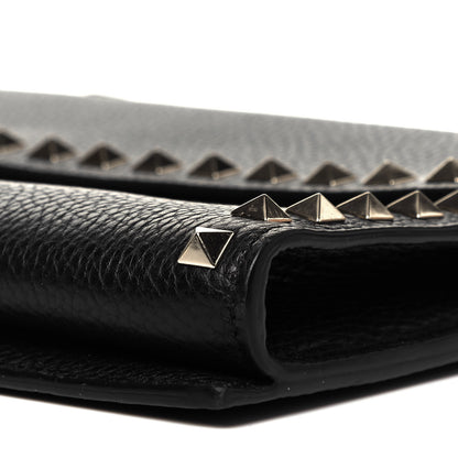 Valentino Garavani Pebbled Calfskin Large Rockstud Wristlet Clutch Black 8 of 9