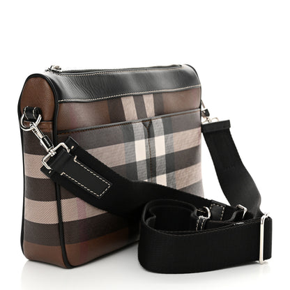 Burberry E-Canvas House Check Canvas Rambler Crossbody Messenger Bag Dark Birch Brown 3 of 9