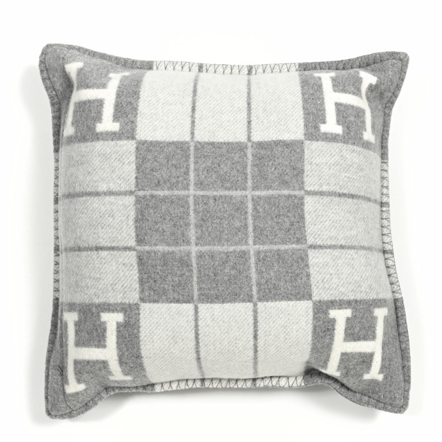 Hermes Wool Cashmere Avalon III Pillow PM Ecru Gris Clair 2 of 3