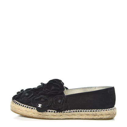 Chanel Suede Camellia CC Espadrilles 39 Black 1 of 12