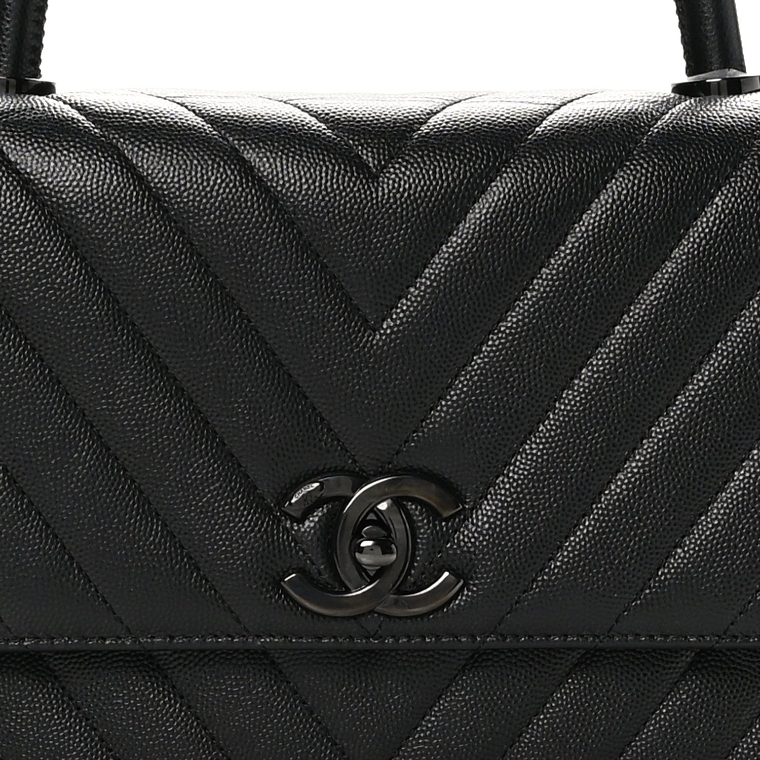 Chanel Caviar Chevron Quilted Small Coco Handle Flap So Black 8 of 10