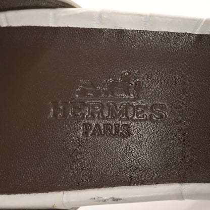 Hermes Matte Niloticus Crocodile Himalaya Premiere 105 Sandals 38.5 White 8 of 12