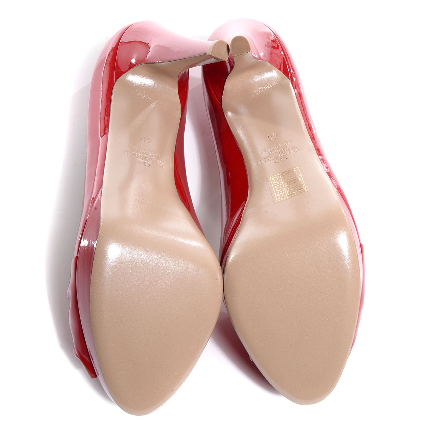 Valentino Garavani Patent Bow Peep Toe Platform High Heel Pumps 40 Red 5 of 7