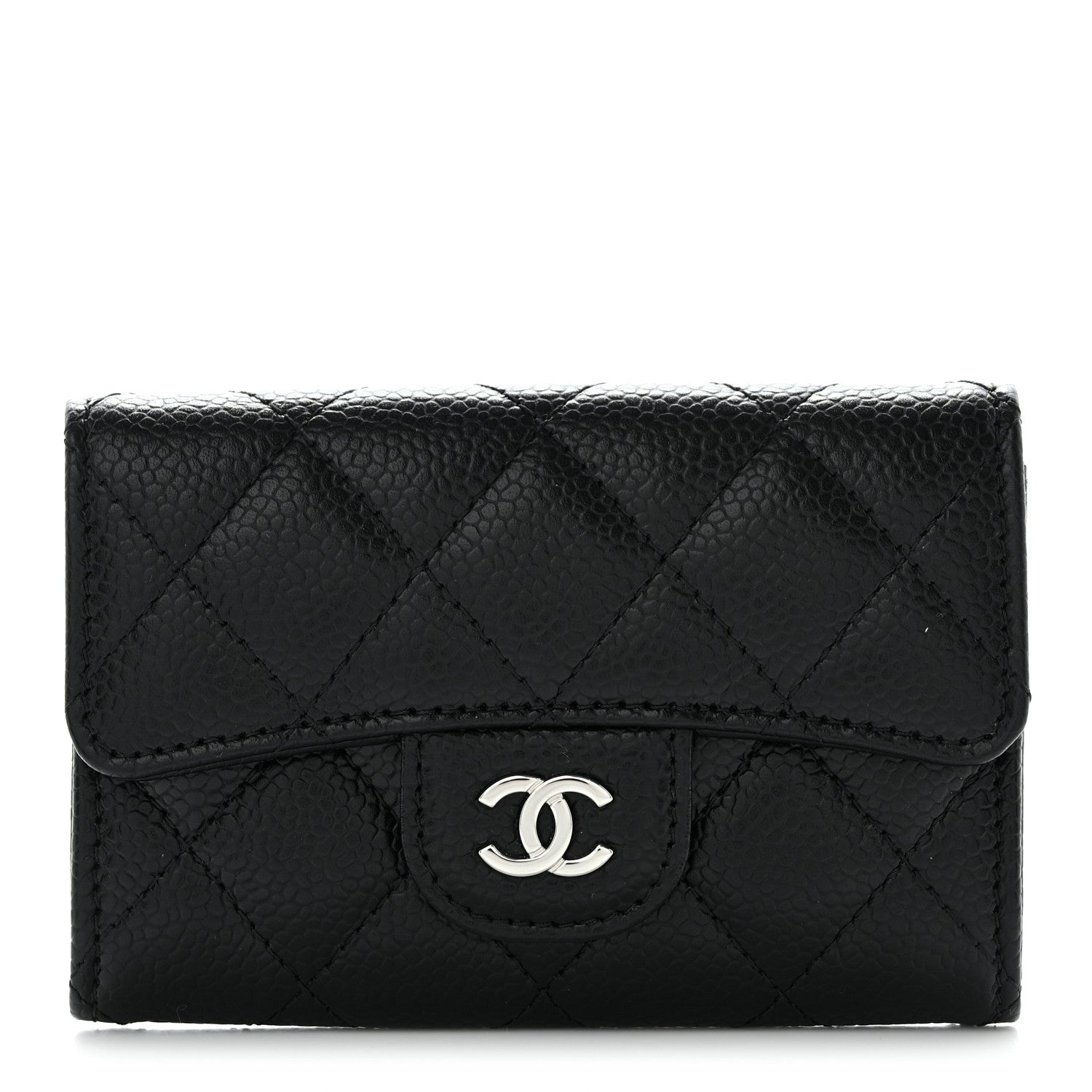 Chanel Caviar Quilted Flap Card Holder Wallet Black 1 of 9