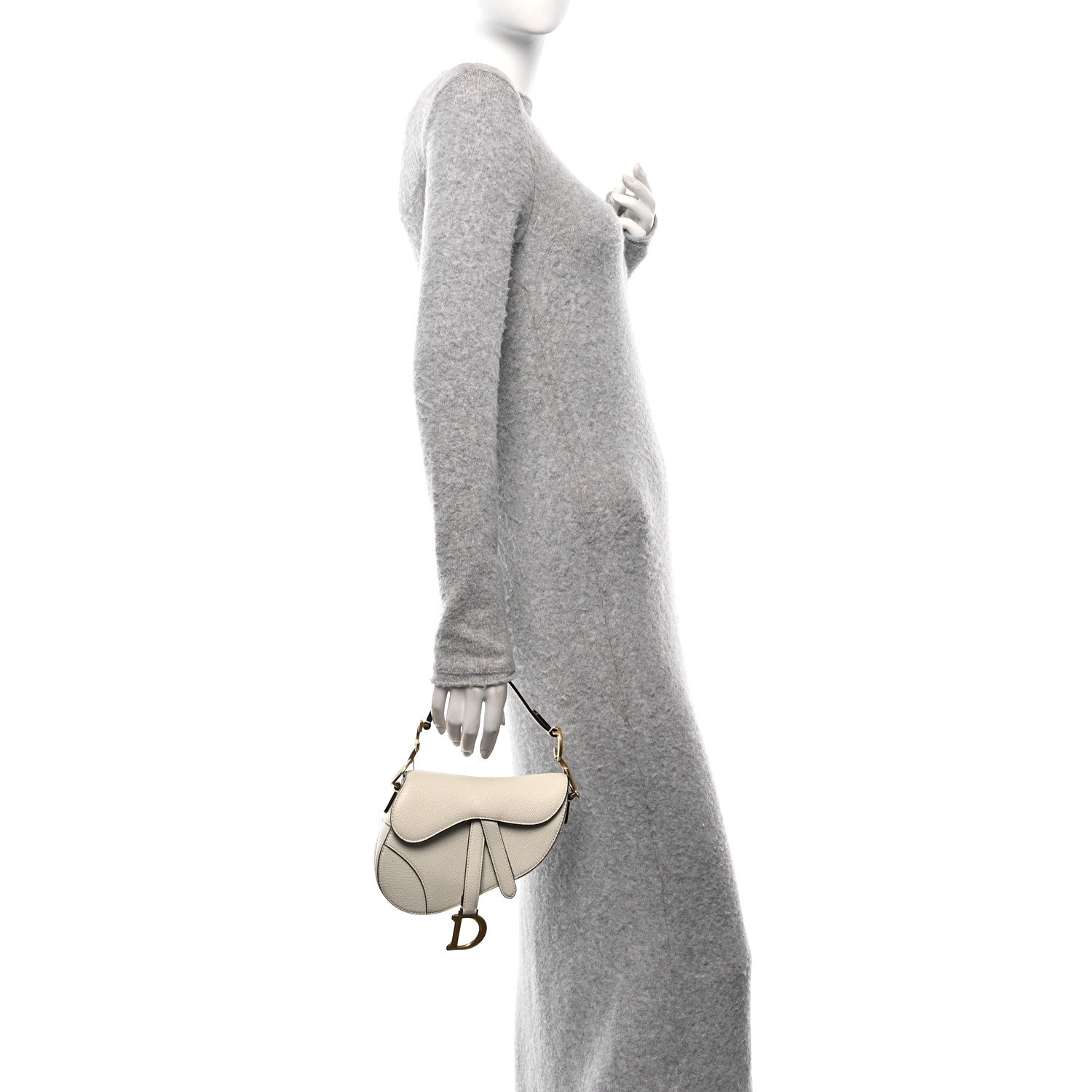 Christian Dior Grained Calfskin Mini Saddle Bag White 2 of 11