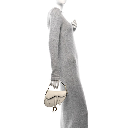 Christian Dior Grained Calfskin Mini Saddle Bag White 2 of 11