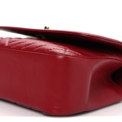 Chanel Calfskin Chevron Quilted Top Handle Flap Red 10 of 11